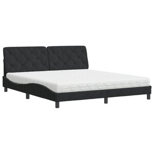 vidaXL Lit avec matelas noir 180x200 cm velours