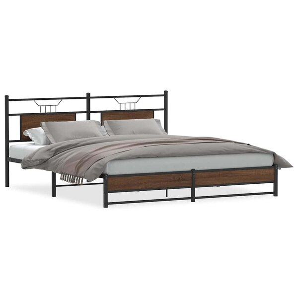 vidaXL Cadre de lit en métal sans matelas chêne marron 180x200 cm