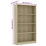 vidaXL Bibliothèque à 4 niveaux Chêne sonoma Bois d’ingénierie