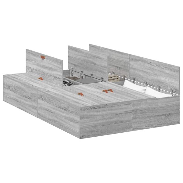 vidaXL Cadre de lit avec rangement Gris Sonoma 120 x 190 cm