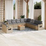 vidaXL Salon de jardin et coussins 12 Pièces mélange beige résine tressée