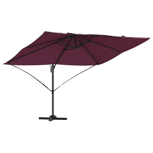 vidaXL Parasol Roma à Bras Déporté Rouge et Noir 352 x 251 x 260 cm