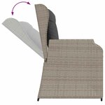 vidaXL Banc inclinable de jardin et coussins gris clair résine tressée