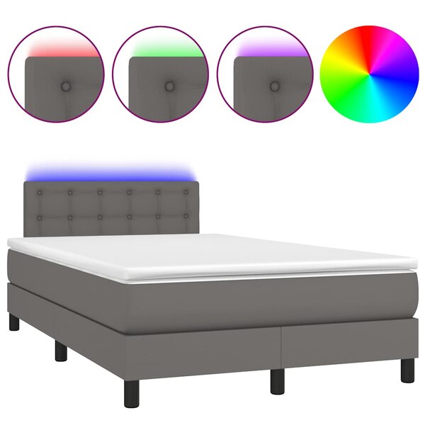 vidaXL Sommier à lattes de lit matelas LED gris 120x190 cm similicuir