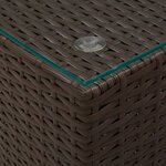 vidaXL Tables d'appoint 3 Pièces et dessus en verre Marron Résine tressée