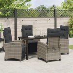 vidaXL Set de salle à manger de jardin 5 pièces Gris en Rattan Poly