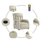vidaXL Fauteuil de massage inclinable électrique crème similicuir