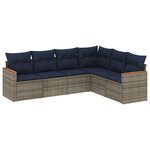 vidaXL Salon de jardin 6 Pièces avec coussins gris résine tressée