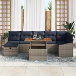 vidaXL Ensemble de canapé de jardin 8 Pièces Gris polyrotin