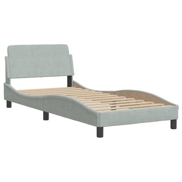 vidaXL Cadre de lit avec tête de lit Gris clair 90x190 cm Velours