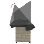 vidaXL Chaise longue avec auvent et coussins gris clair résine tressée