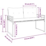 vidaXL Banc à couches en bois avec coussin Gris clair 114 x 55 x 77 cm