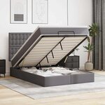 VidaXL Cadre de lit ottoman avec matelas gris 140x190 cm similicuir