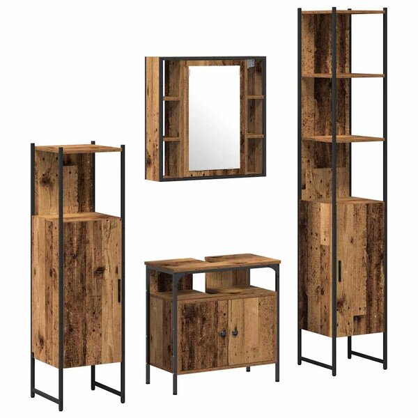 vidaXL Ensemble de mobilier de salle de bain Autre 4 Pièces Bois ancien