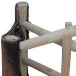 vidaXL Tabouret pliable Cuir véritable et bois de teck massif