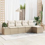 vidaXL Ensemble de canapé de jardin avec coussin 5 Pièces Beige et crème