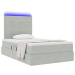 vidaXL Lit de rangement LED avec matelas Gris clair 120 x 200 cm