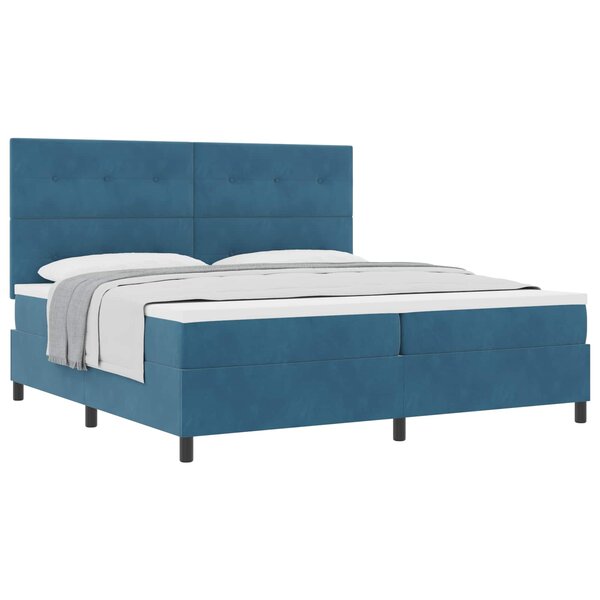 vidaXL Lit à ressorts avec tête de lit Bleu foncé 200 x 200 cm Velours