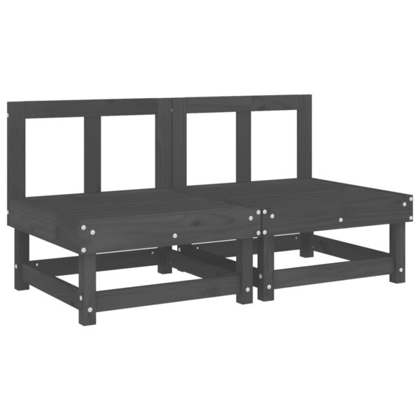 vidaXL Canapés centraux de jardin 2 Pièces gris bois de pin massif