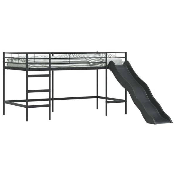 vidaXL Lit superposé pour enfants avec toboggan Uni Noir et anthracite