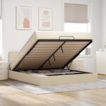 vidaXL Lit ottoman avec matelas et LED crème 180x200cm tissu
