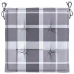 vidaXL Coussins de chaise de jardin lot de 2 carreaux gris 40x40x3 cm