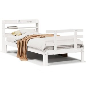 vidaXL Cadre de lit avec tête de lit sans matelas blanc 75x190 cm