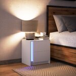 vidaXL Armoire de chevet avec lumières LED blanc bois d'ingénierie