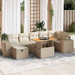 vidaXL Salon de jardin avec coussins 5 Pièces beige résine tressée acacia