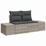 vidaXL Ensemble de canapé de jardin 7 pièces avec coussins gris clair en poly rotin