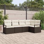 vidaXL Ensemble de canapé de jardin 5 Pièces Marron Poly rotin
