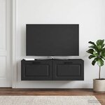 vidaXL Meuble TV mural Noir 98 x 31 x 30 cm Bois d'ingénierie