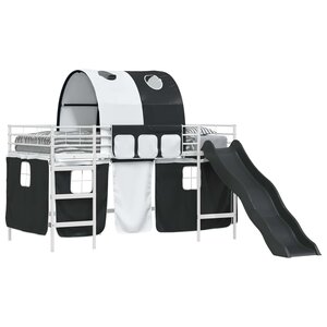 vidaXL Lit mezzanine pour enfants Blanc et Noir 99 5 x 200 cm Métал