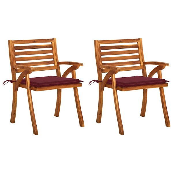 vidaXL Chaises à manger de jardin avec coussins lot de 2 Acacia massif