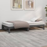 vidaXL Lit coulissant Gris 2x(100x200) cm Bois de pin massif