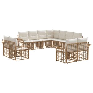 vidaXL Ensemble de canapés d'extérieur 11 Pièces Blanc Naturel et Crème