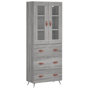 vidaXL Buffet haut Sonoma gris 69 5x34x180 cm Bois d'ingénierie