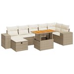 vidaXL Salon de jardin avec coussins 5 Pièces beige résine tressée acacia
