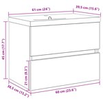 Cabinet de lavabo vidaXL en MDF chêne noir avec lavabo intégré