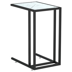 vidaXL Table d'appoint ordinateur Marbre blanc 50x35x65cm Verre trempé