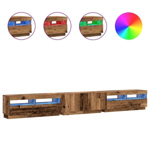 vidaXL Meuble TV avec lumières LED vieux bois bois d'ingénierie