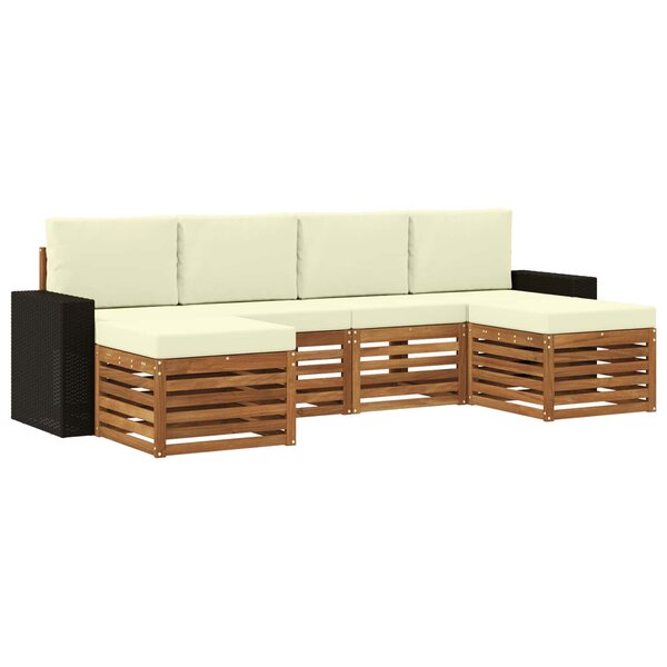 vidaXL Ensembles de canapés avec coussin 6 Pièces Naturel et Crème