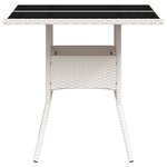 vidaXL Table de jardin dessus en verre blanc 80x80x75cm résine tressée