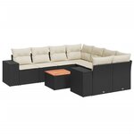 vidaXL Salon de jardin 9 Pièces avec coussins noir résine tressée