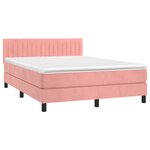 vidaXL Sommier à lattes de lit avec matelas Rose 140x190 cm Velours