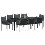 vidaXL Ensemble de salle à manger pour jardin 9 Pièces Noir Poly rotin