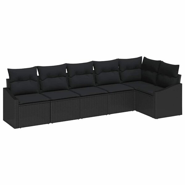vidaXL Ensemble de Canapés avec coussin 6 Pièces Noir polyrotin