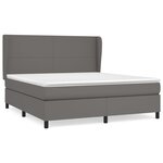 vidaXL Sommier à lattes de lit avec matelas Gris 180x200 cm Similicuir