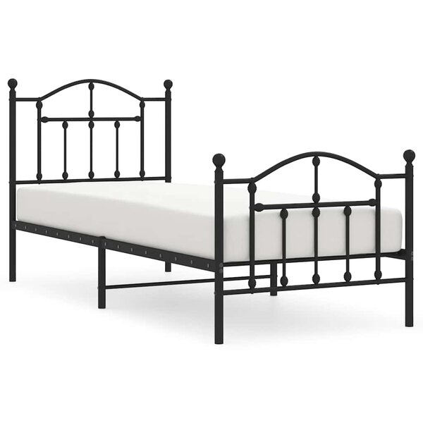 vidaXL Cadre de lit métal sans matelas avec pied de lit noir 90x190 cm