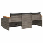 vidaXL Salon de jardin avec coussins 3 Pièces gris résine tressée